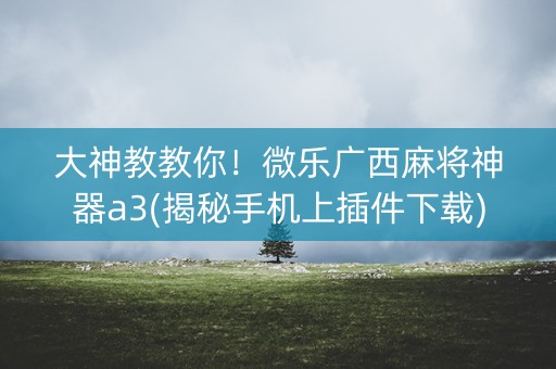 大神教教你！微乐广西麻将神器a3(揭秘手机上插件下载)