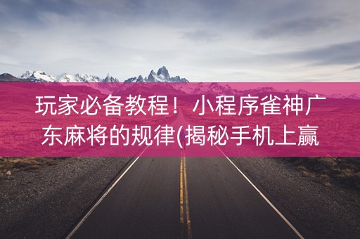 玩家必备教程！小程序雀神广东麻将的规律(揭秘手机上赢的诀窍)