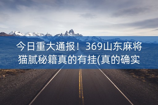 今日重大通报！369山东麻将猫腻秘籍真的有挂(真的确实是有挂)