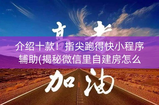 介绍十款！指尖跑得快小程序辅助(揭秘微信里自建房怎么赢)