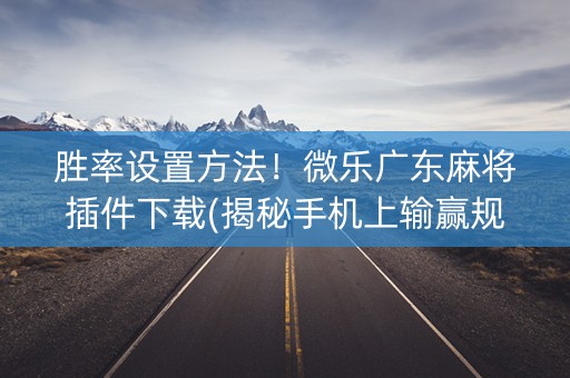 胜率设置方法！微乐广东麻将插件下载(揭秘手机上输赢规律)