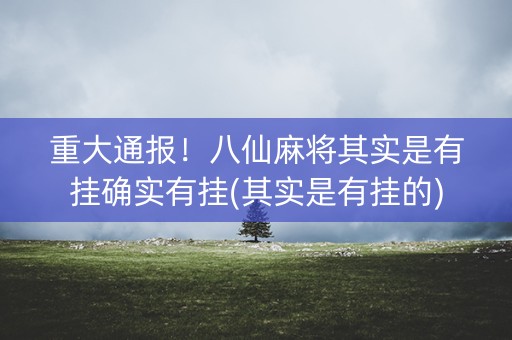 重大通报！八仙麻将其实是有挂确实有挂(其实是有挂的)