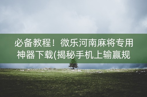 必备教程！微乐河南麻将专用神器下载(揭秘手机上输赢规律)