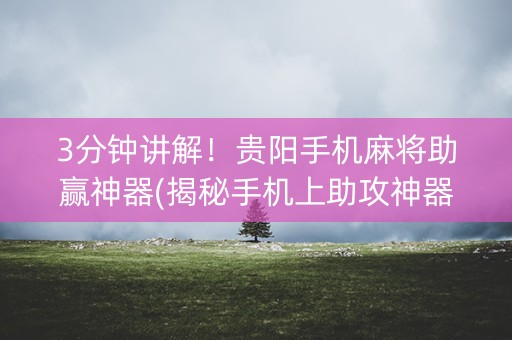 3分钟讲解！贵阳手机麻将助赢神器(揭秘手机上助攻神器)