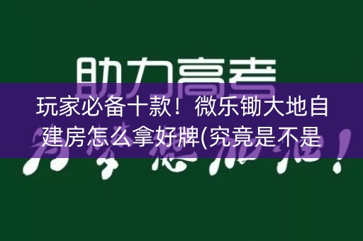 玩家必备十款！微乐锄大地自建房怎么拿好牌(究竟是不是有挂)