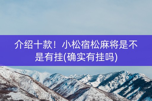 介绍十款！小松宿松麻将是不是有挂(确实有挂吗)