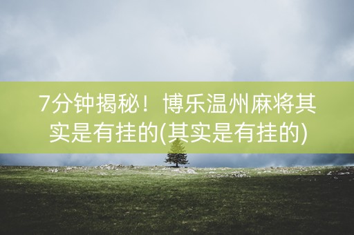 7分钟揭秘！博乐温州麻将其实是有挂的(其实是有挂的)