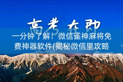 一分钟了解！微信雀神麻将免费神器软件(揭秘微信里攻略插件)