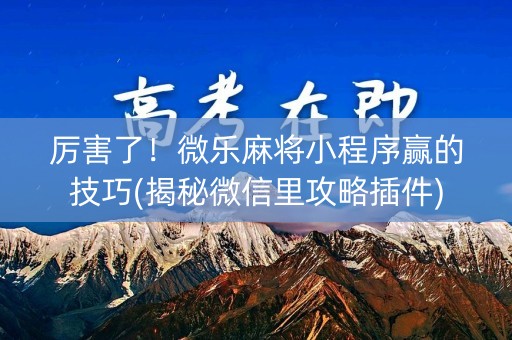 厉害了！微乐麻将小程序赢的技巧(揭秘微信里攻略插件)