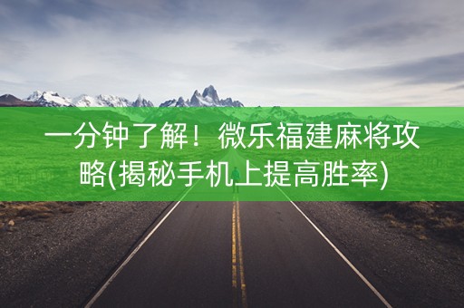 一分钟了解！微乐福建麻将攻略(揭秘手机上提高胜率)