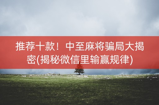 推荐十款！中至麻将骗局大揭密(揭秘微信里输赢规律)
