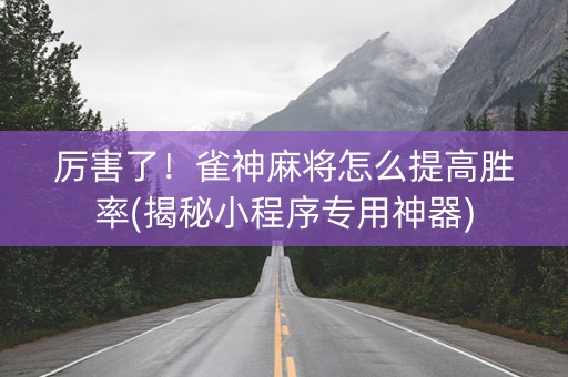 厉害了！雀神麻将怎么提高胜率(揭秘小程序专用神器)