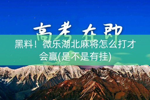 黑料！微乐湖北麻将怎么打才会赢(是不是有挂)