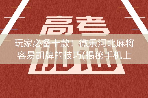 玩家必备十款！微乐河北麻将容易胡牌的技巧(揭秘手机上赢的秘诀)