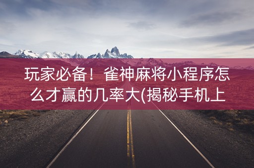 玩家必备！雀神麻将小程序怎么才赢的几率大(揭秘手机上提高胜率)