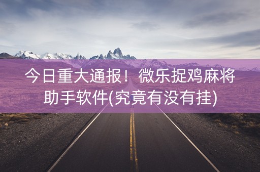 今日重大通报！微乐捉鸡麻将助手软件(究竟有没有挂)