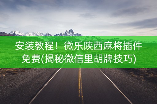 安装教程！微乐陕西麻将插件免费(揭秘微信里胡牌技巧)