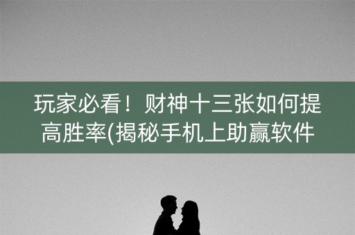 玩家必看！财神十三张如何提高胜率(揭秘手机上助赢软件)