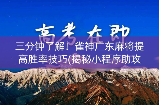 三分钟了解！雀神广东麻将提高胜率技巧(揭秘小程序助攻神器)