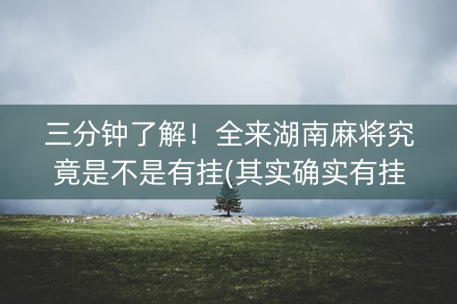 三分钟了解！全来湖南麻将究竟是不是有挂(其实确实有挂)