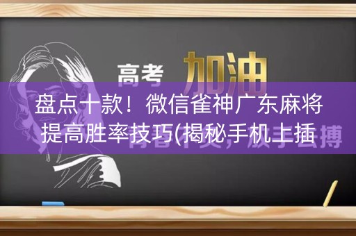 盘点十款！微信雀神广东麻将提高胜率技巧(揭秘手机上插件购买)