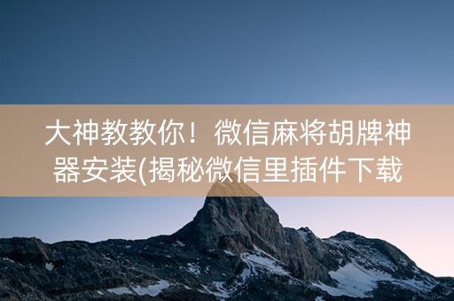 大神教教你！微信麻将胡牌神器安装(揭秘微信里插件下载)
