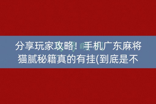 分享玩家攻略！手机广东麻将猫腻秘籍真的有挂(到底是不是有挂)