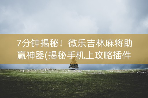 7分钟揭秘！微乐吉林麻将助赢神器(揭秘手机上攻略插件)