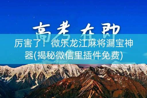 厉害了！微乐龙江麻将漏宝神器(揭秘微信里插件免费)