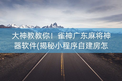大神教教你！雀神广东麻将神器软件(揭秘小程序自建房怎么赢)