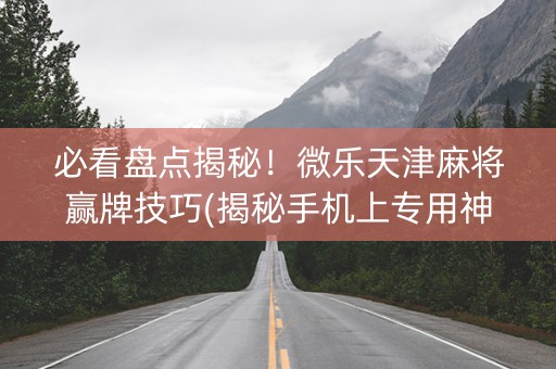 必看盘点揭秘！微乐天津麻将赢牌技巧(揭秘手机上专用神器下载)