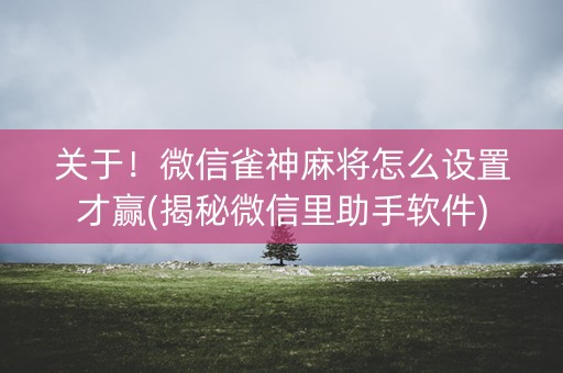 关于！微信雀神麻将怎么设置才赢(揭秘微信里助手软件)