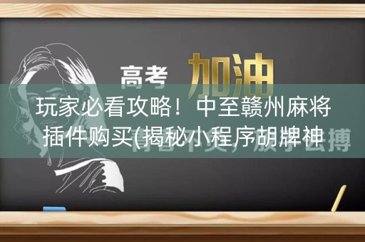 玩家必看攻略！中至赣州麻将插件购买(揭秘小程序胡牌神器)