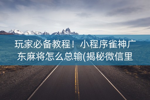 玩家必备教程！小程序雀神广东麻将怎么总输(揭秘微信里输赢规律)