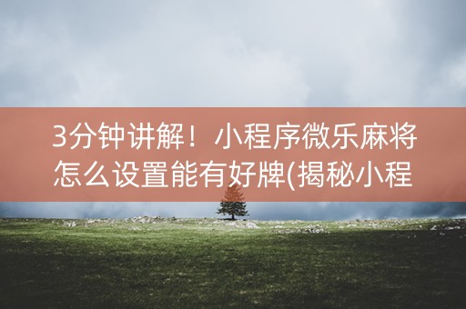 3分钟讲解！小程序微乐麻将怎么设置能有好牌(揭秘小程序确实有猫腻)