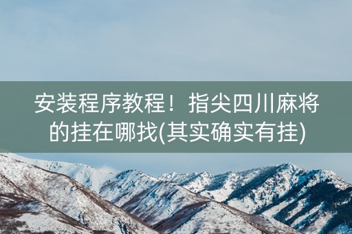 安装程序教程！指尖四川麻将的挂在哪找(其实确实有挂)