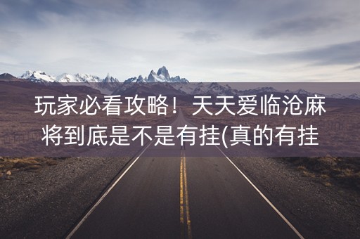 玩家必看攻略！天天爱临沧麻将到底是不是有挂(真的有挂)