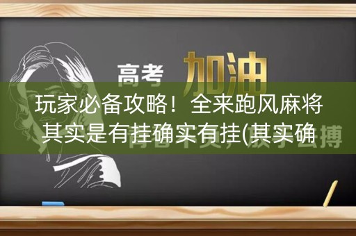 玩家必备攻略！全来跑风麻将其实是有挂确实有挂(其实确实有挂)
