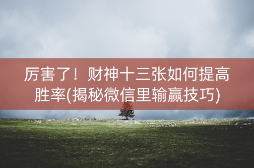 厉害了！财神十三张如何提高胜率(揭秘微信里输赢技巧)