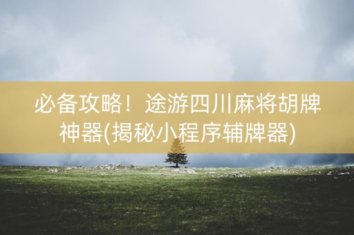 必备攻略！途游四川麻将胡牌神器(揭秘小程序辅牌器)