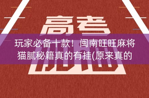 玩家必备十款！闽南旺旺麻将猫腻秘籍真的有挂(原来真的有挂)