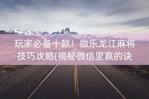 玩家必备十款！微乐龙江麻将技巧攻略(揭秘微信里赢的诀窍)