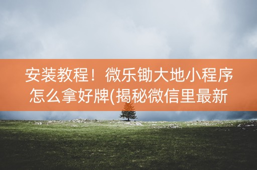 安装教程！微乐锄大地小程序怎么拿好牌(揭秘微信里最新神器下载)
