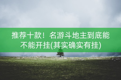 推荐十款！名游斗地主到底能不能开挂(其实确实有挂)