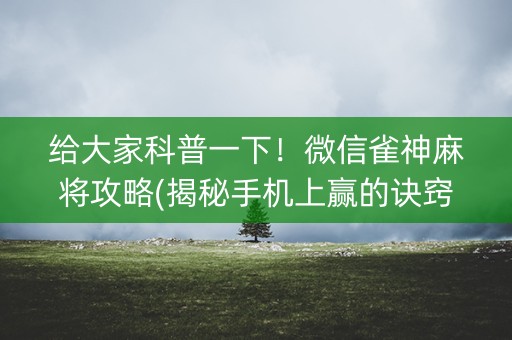 给大家科普一下！微信雀神麻将攻略(揭秘手机上赢的诀窍)
