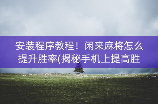 安装程序教程！闲来麻将怎么提升胜率(揭秘手机上提高胜率)