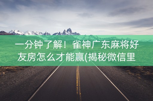 一分钟了解！雀神广东麻将好友房怎么才能赢(揭秘微信里如何让牌变好)