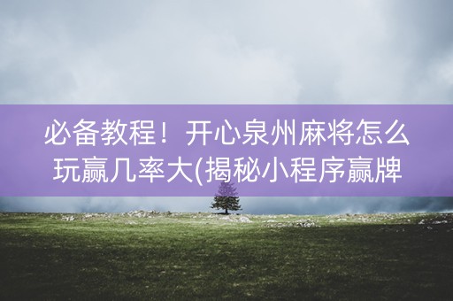 必备教程！开心泉州麻将怎么玩赢几率大(揭秘小程序赢牌的技巧)