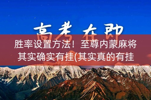胜率设置方法！至尊内蒙麻将其实确实有挂(其实真的有挂)