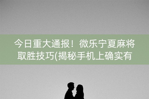 今日重大通报！微乐宁夏麻将取胜技巧(揭秘手机上确实有猫腻)